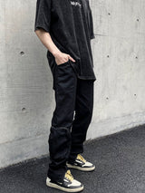 Functional Zipper Cargo Overalls - Men's Flared Workwear with Multi-Pocket Design