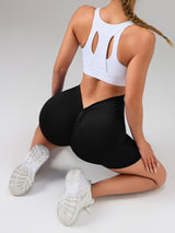 Premium V-Shape High-Rise Gym Shorts - Seamless Scrunch Design for Women