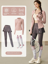 Premium Women's Athletic Yoga Set - Long Sleeve Running & Tennis Suit