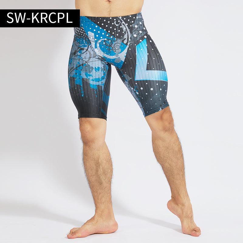 Professional Men's Swimming Trunks - Quick Dry Polyester Boxer Shorts for Training & Beach