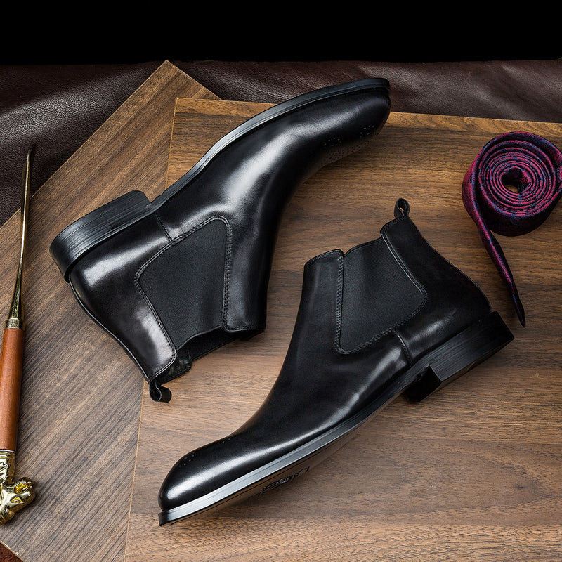 Premium Leather Martin Boots - Men's Classic Pointed Toe Dress Boots