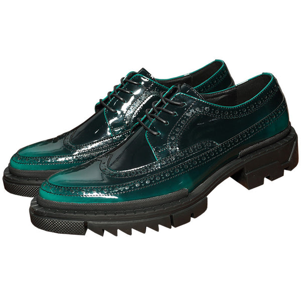 Sophisticated Leather Platform Elevator Shoes - Handcrafted Height-Boosting Footwear