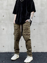 Versatile Cotton Canvas Cargo Overalls - Men's Straight-Leg Workwear