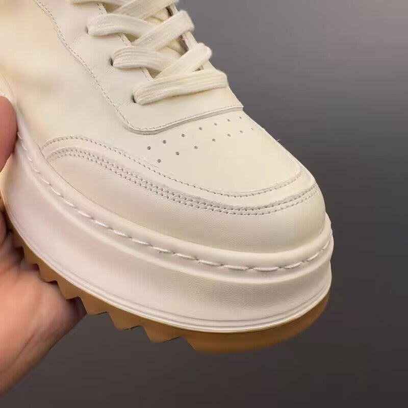 Premium Retro Leather Casual Sneakers - Classic White Board Shoes