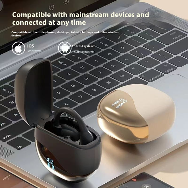 Revolutionary Open-Ear Bluetooth Headphones - Ultra-Long Battery Life with Digital Display