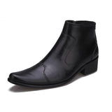 Premium Korean Style Men's Leather Martin Boots - Waterproof Cowhide Mid-Calf Boots