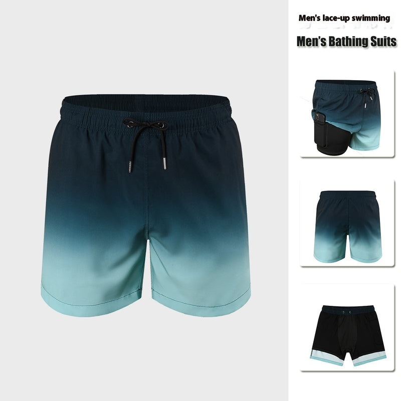 Premium Anti-Embarrassment Double Layer Swimming Trunks for Men - Quick Dry Beach Shorts