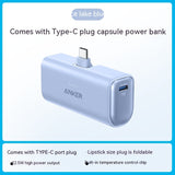 Premium Capsule Power Bank - Ultra-Compact 5000mAh Portable Charger with Foldable USB-C