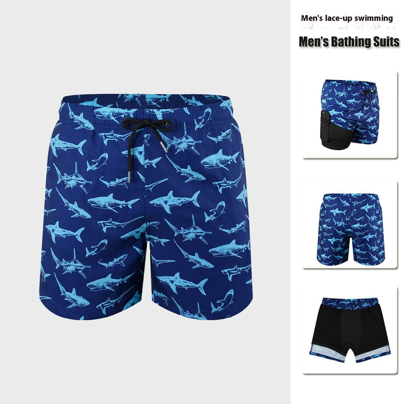Premium Anti-Embarrassment Double Layer Swimming Trunks for Men - Quick Dry Beach Shorts