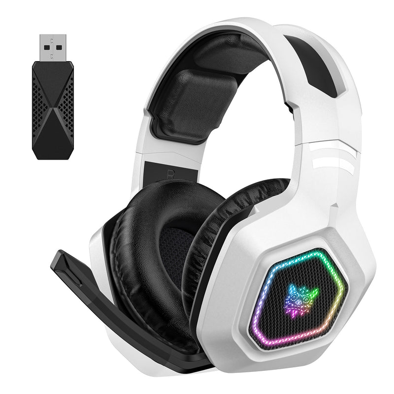 RGB Gaming Headset - Wireless Bluetooth 2.4G with Low Latency & Charging Case