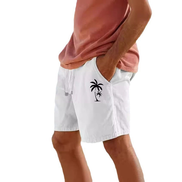 Comfortable Beach Drawstring Shorts - Men's Cotton Blend Casual Wear