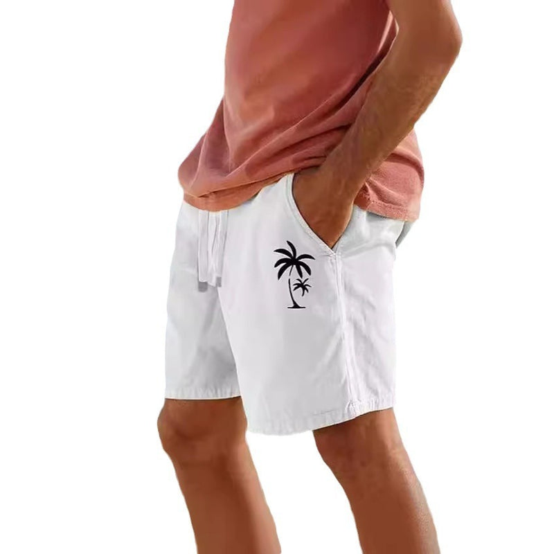 Comfortable Beach Drawstring Shorts - Men's Cotton Blend Casual Wear