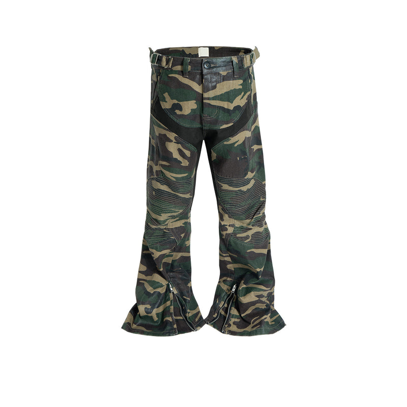 Stylish Men's Wide Leg Cargo Pants with Zipper Design