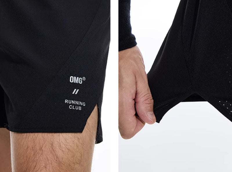 Men's Athletic Running Shorts - Four-Point Stretch Training Shorts with Laser Punching Technology