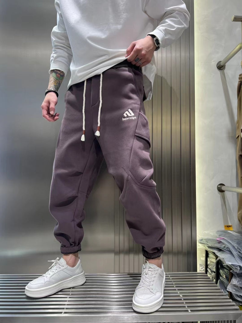 Tactical Fleece-Lined Cargo Pants for Men - Multi-Pocket Winter Trousers