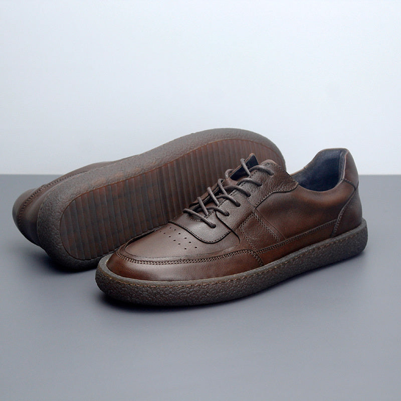 Premium Leather Sneakers - Breathable Low Top Vintage Men's Casual Shoes