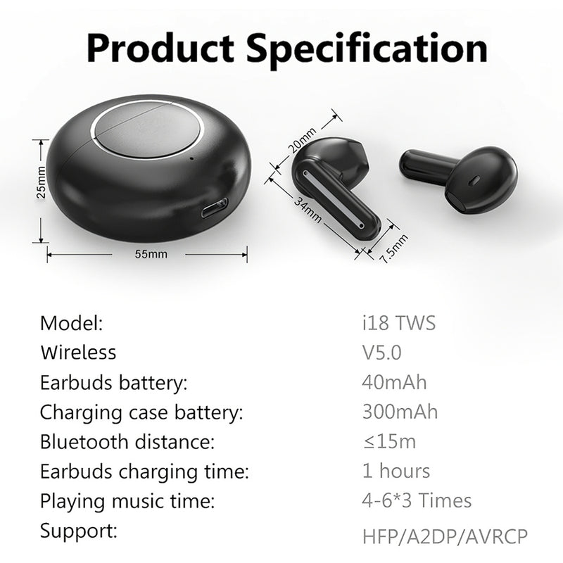 Wireless Bluetooth 5.3 Earbuds - Semi-In-Ear True Wireless Headphones with 7H Battery Life