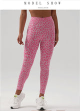 Premium High-Waist Leopard Print Yoga Leggings - Seamless Athletic Wear
