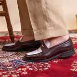 Premium Square Toe Men's Leather Color Block Casual Shoes - Comfortable Daily Wear