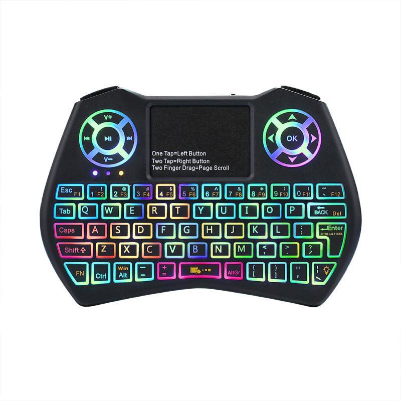 Wireless RGB Backlit Mini Keyboard with Touchpad - 3-in-1 Gaming Remote Control
