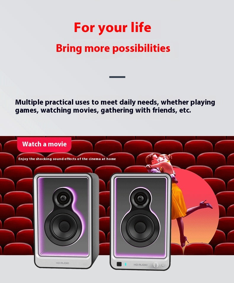 Premium Bluetooth Monitor Speakers - HIFI Computer Audio System with LED Lighting