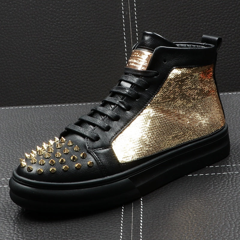Professional Men's High-Top Hairdresser Shoes - Thick Sole Comfort Design
