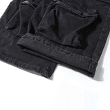Vintage Washed Multi-Pocket Industrial Cargo Jeans for Men