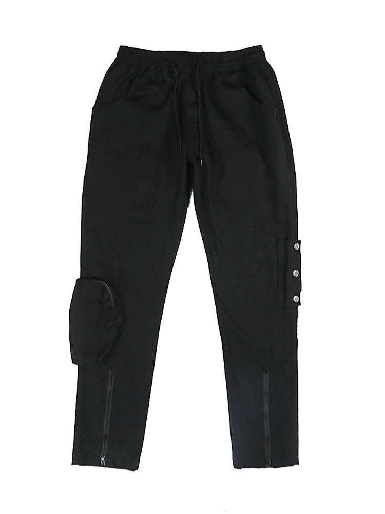 Functional Zipper Cargo Overalls - Men's Flared Workwear with Multi-Pocket Design