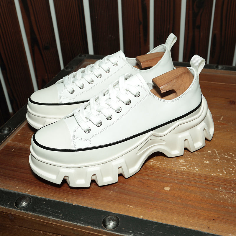 Men's Lace-Up Platform Shoes - Stylish Elevator Sneakers with 5cm Heel