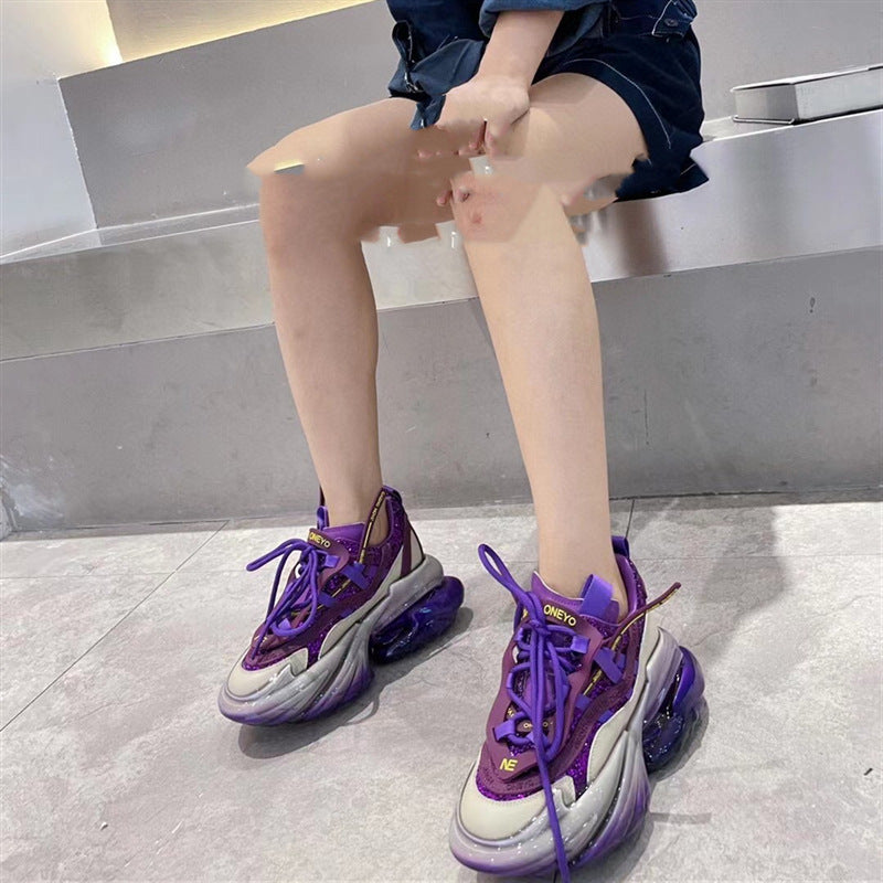 Premium Leather Thick-Soled Jelly Sports Shoes for Women - Comfortable Cross-Tie Design