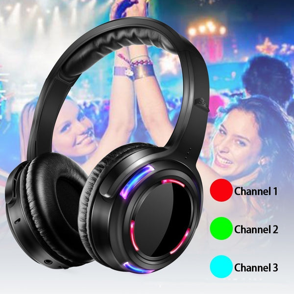 Wireless Silent Disco Headphones - Professional Bluetooth Party Headset with 600mAh Battery