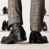 Elegant Vintage Breathable Leather Casual Shoes - Square Toe Summer Footwear