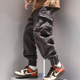 Contemporary Zipper Cargo Pants - Unique Foot Binding Design for Modern Men