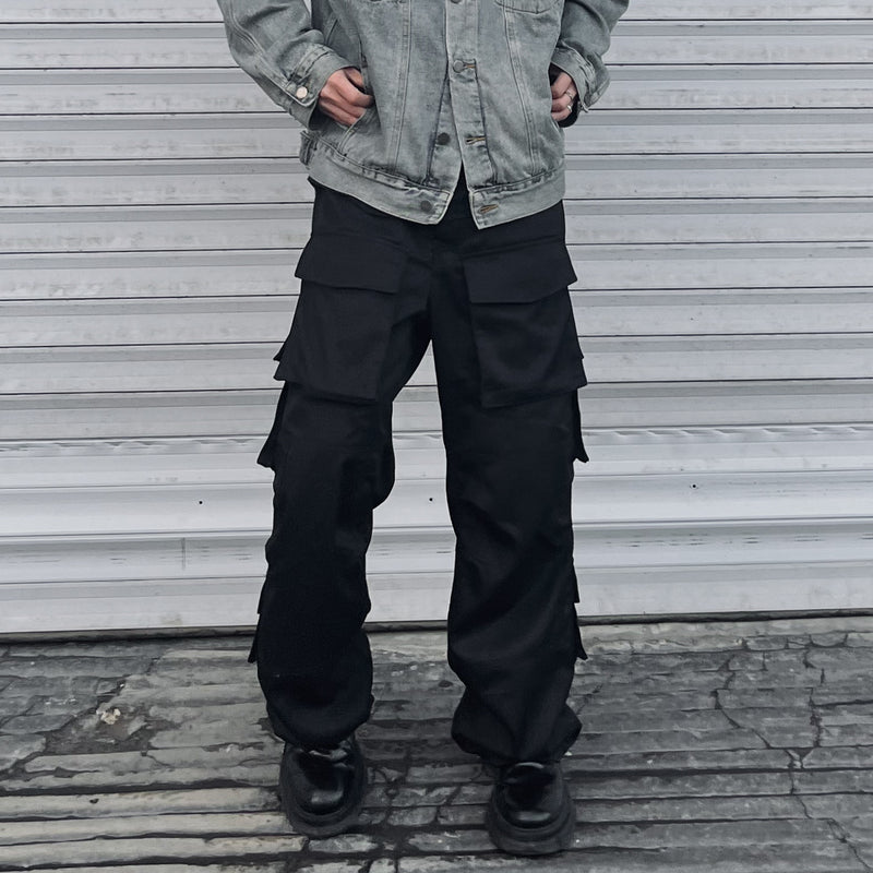 Tactical Multi-Pocket Wide Leg Cargo Pants for Men