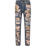 High Street Retro Washed Straight Hole Blasted Street Personalized Jeans Men