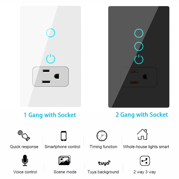 Smart Graffiti Wall Socket Glass Panel Wireless Control