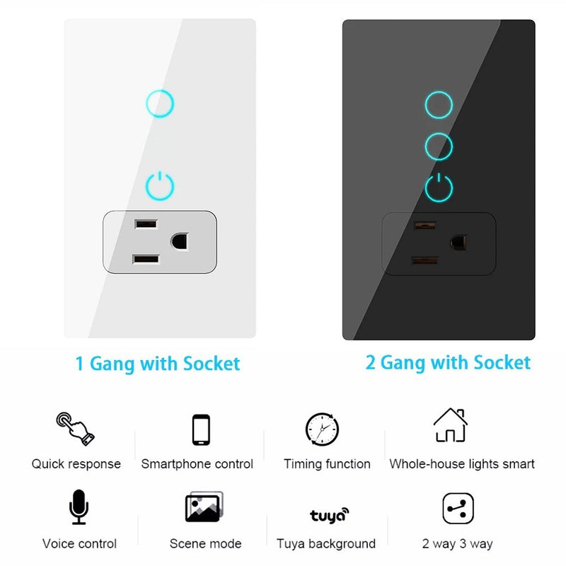 Smart Graffiti Wall Socket Glass Panel Wireless Control