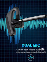 Wireless Bluetooth 5.1 Headset - HD Noise Cancelling with 16H Battery Life