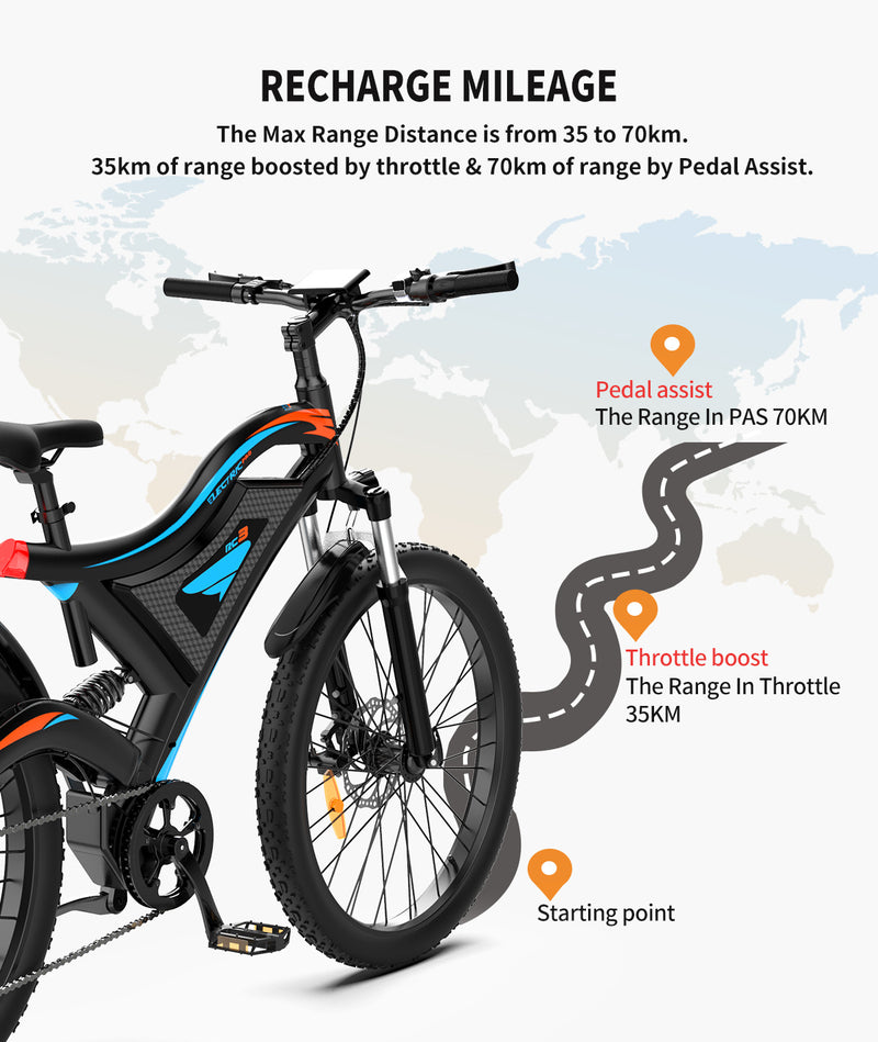High-Performance Electric Mountain Bike - 26" 500W Motor, 48V 15AH Battery, Front Suspension & Dual Disc Brakes