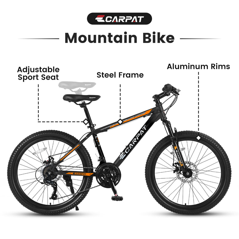 High-Performance Mountain Bicycle S26102 - Black & Orange Adventure Bike