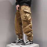 Contemporary Zipper Cargo Pants - Unique Foot Binding Design for Modern Men