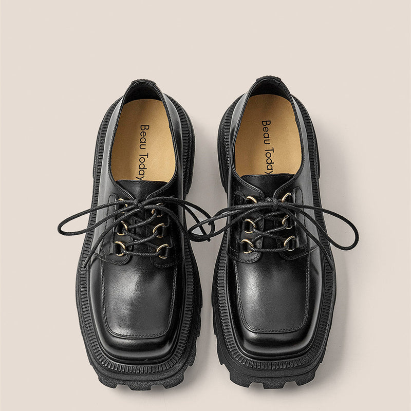 Elegant Square Toe Chunky Heel Platform Shoes - Sophisticated Women's Footwear