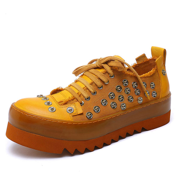 Premium Handcrafted Leather Canvas Breathable Men's Shoes - Niche Design Comfort Footwear