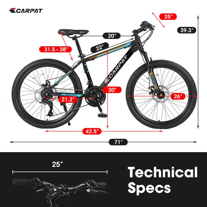 Adventure-Ready 26-Inch Mountain Bicycle - Black & Blue Design