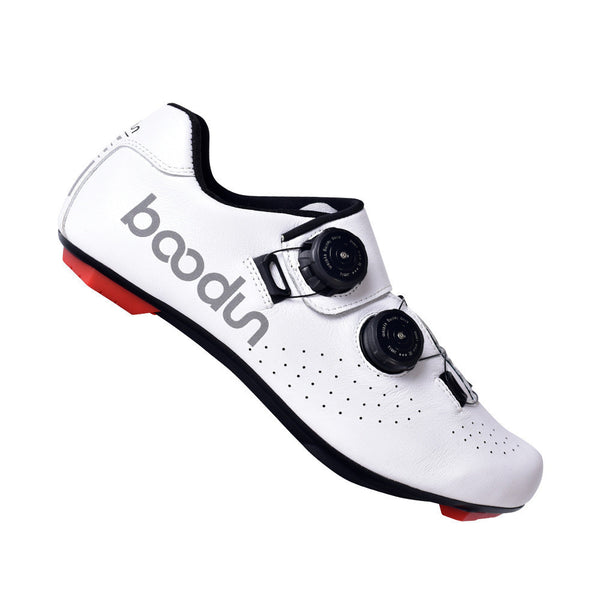 Premium Carbon Fiber Cycling Shoes - Shock-Absorbing Leather Road Bike Footwear