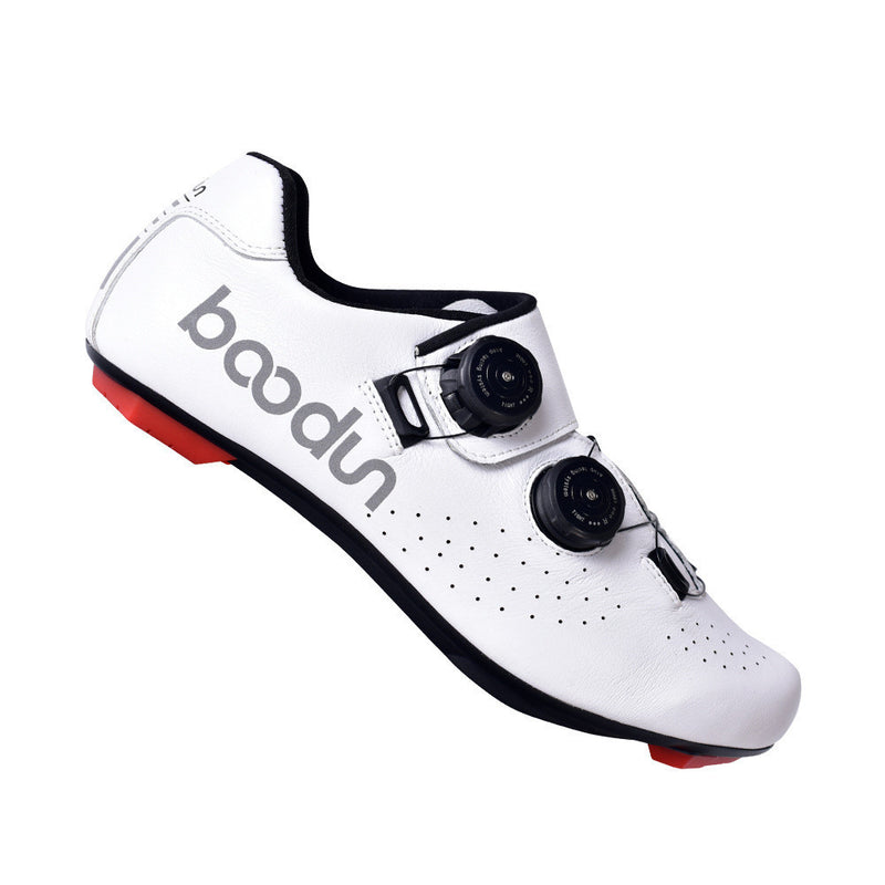 Premium Carbon Fiber Cycling Shoes - Shock-Absorbing Leather Road Bike Footwear