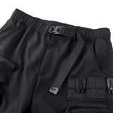 Men's Multi-Pocket Cargo Shorts - Fashion Minimalist Style Black Polyester