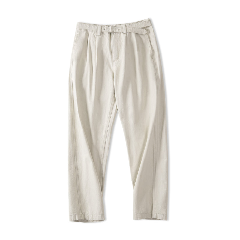 Stylish Cotton Pleated Straight Casual Pants - Comfortable Loose Long Trousers