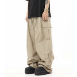 Vintage Multi-Pocket Loose Cargo Pants - Crumpled Style Men's Casual Wear