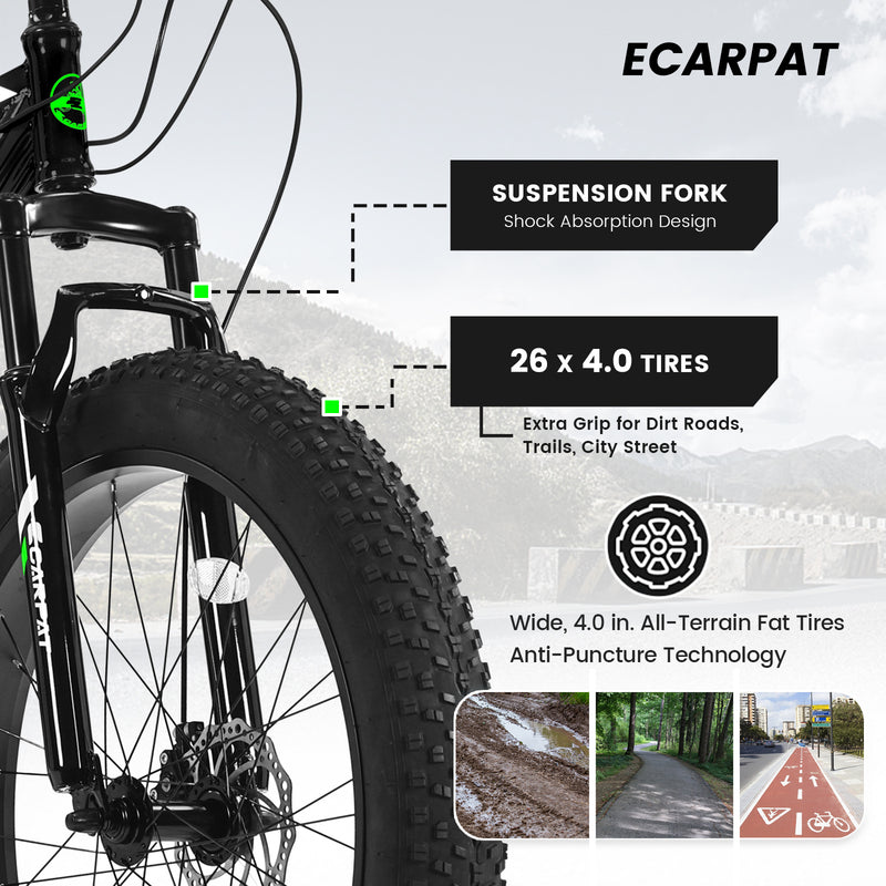 Adventure Mountain Bike S26109 - Black & Green 26-Inch Manual Bicycle